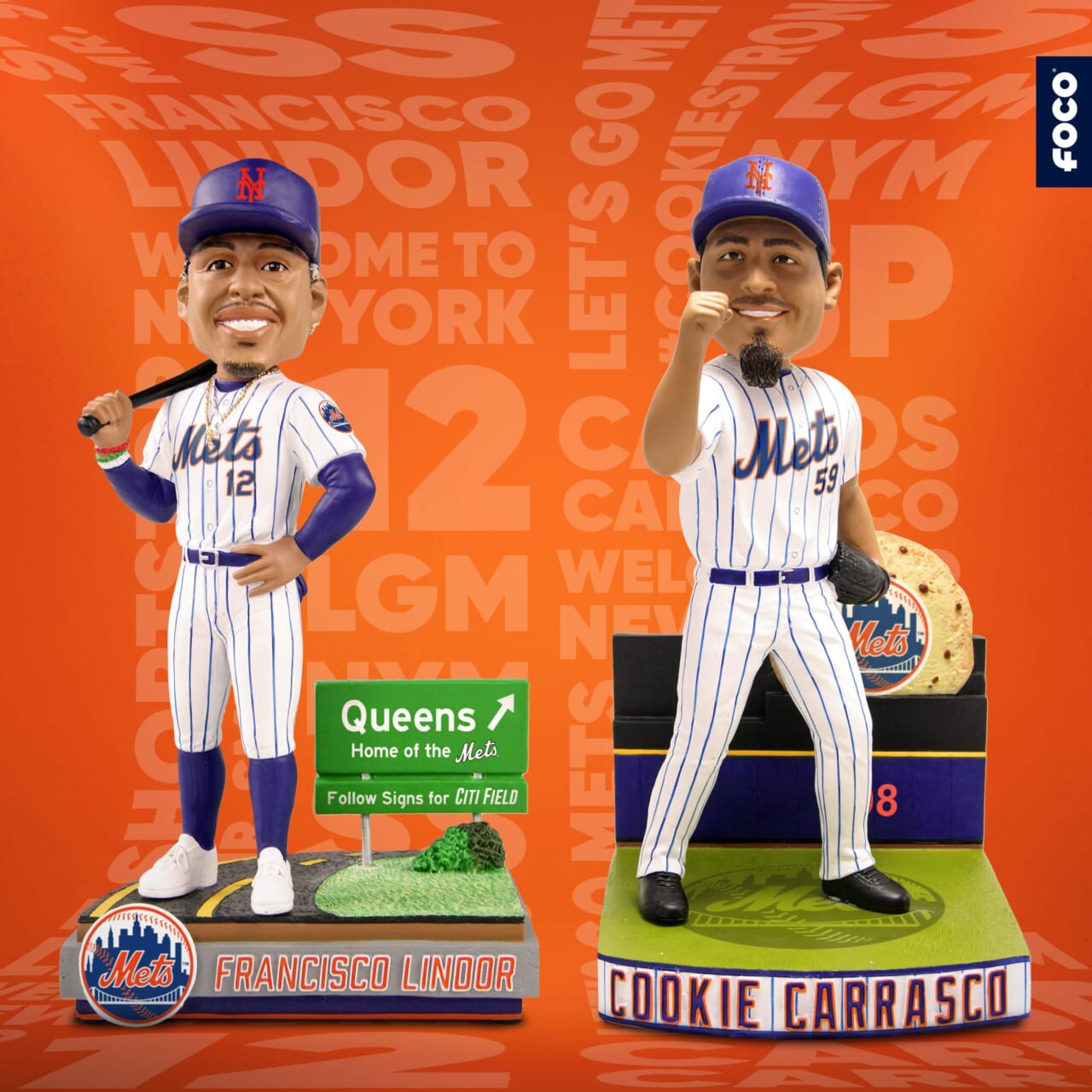 New York Mets:FOCO’s Carlos Carrasco and Francisco Lindor Bobblehead