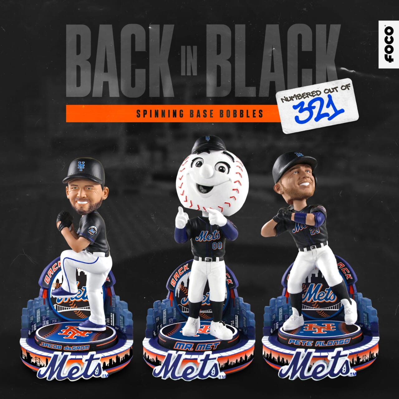 FOCO Releases 2021 New York Mets Black Jersey Bobbleheads