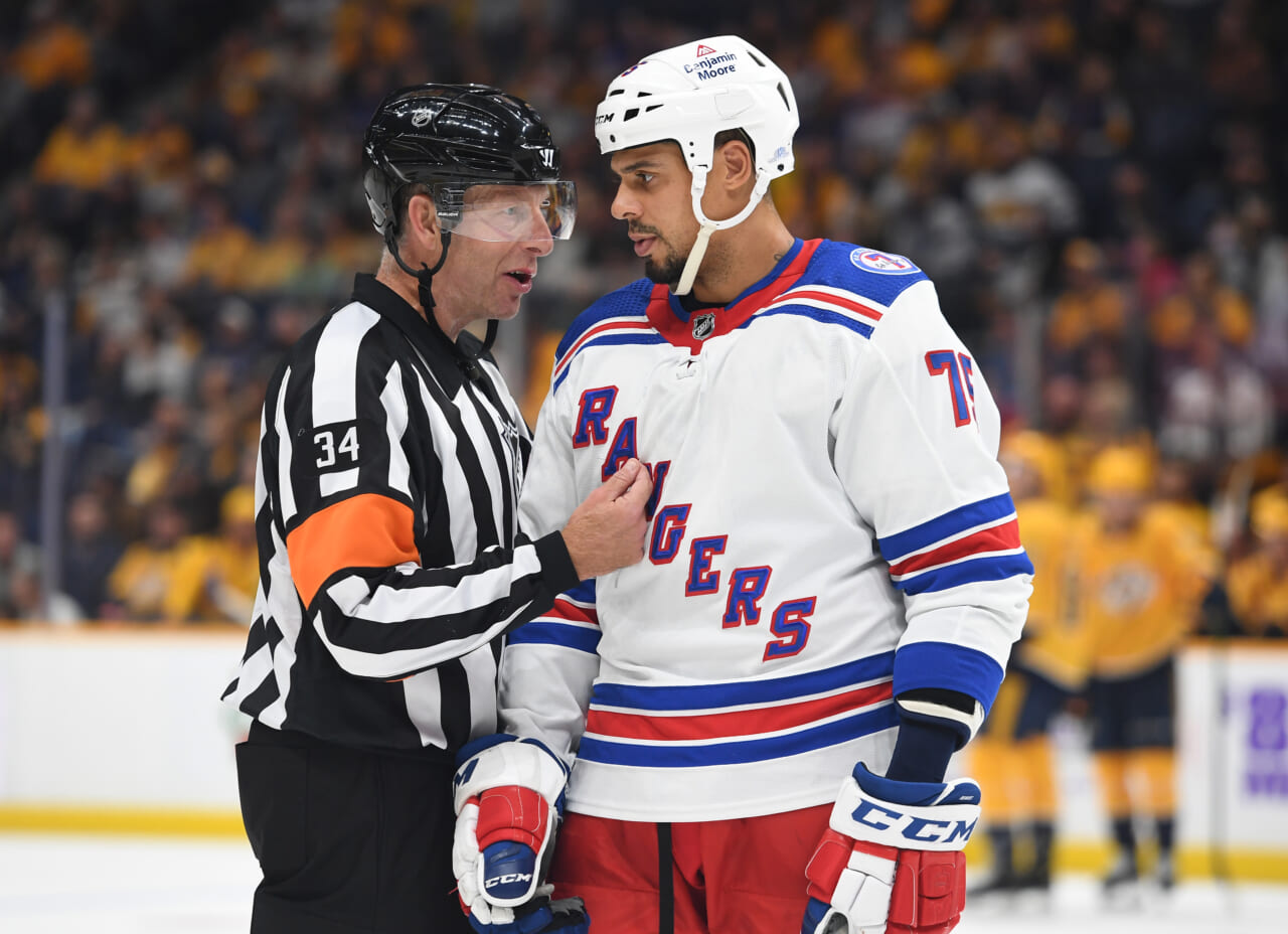 Rangers’ Ryan Reaves practice’s with the team, return to lineup remains uncertain