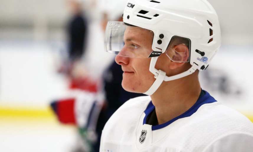 Rangers Adam Sykora, a 17-year old forward from Finland, works out during the Rangers Prospect Development Camp at the Rangers Training facility in Greenburgh July 12, 2022.