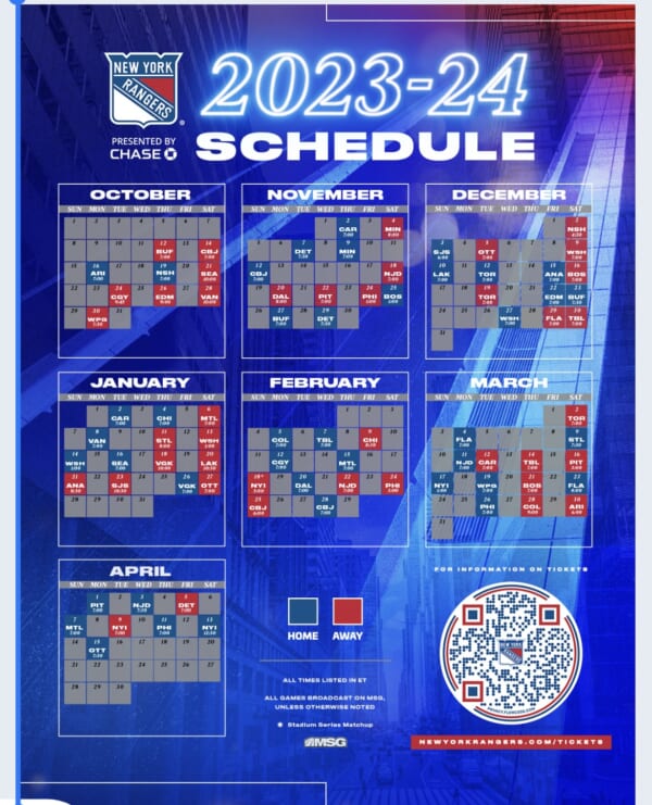 New York Rangers 2024 Schedule Fae Adriaens