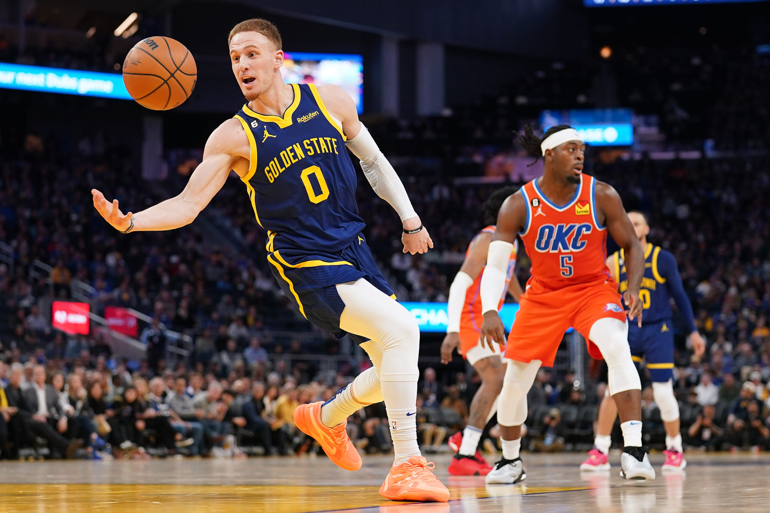 NBA: Oklahoma City Thunder at Golden State Warriors, knicks, donte divincenzo