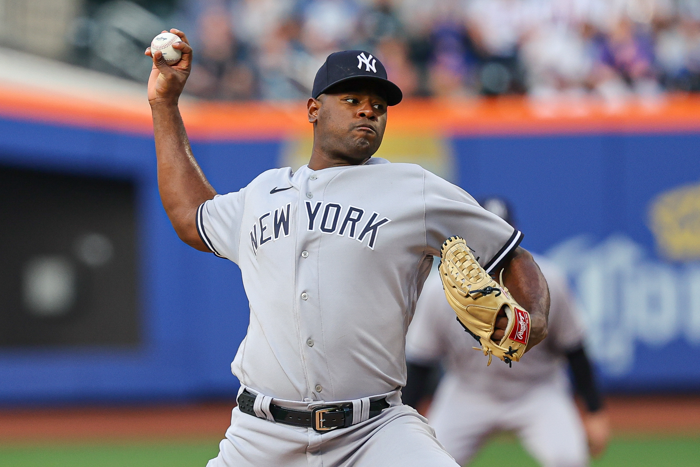 New York Yankees starting pitcher Luis Severino throws during the