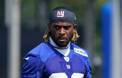 New York Giants rookie running back Eric Gray on the first day of training camp at Quest Diagnostics Training Facility