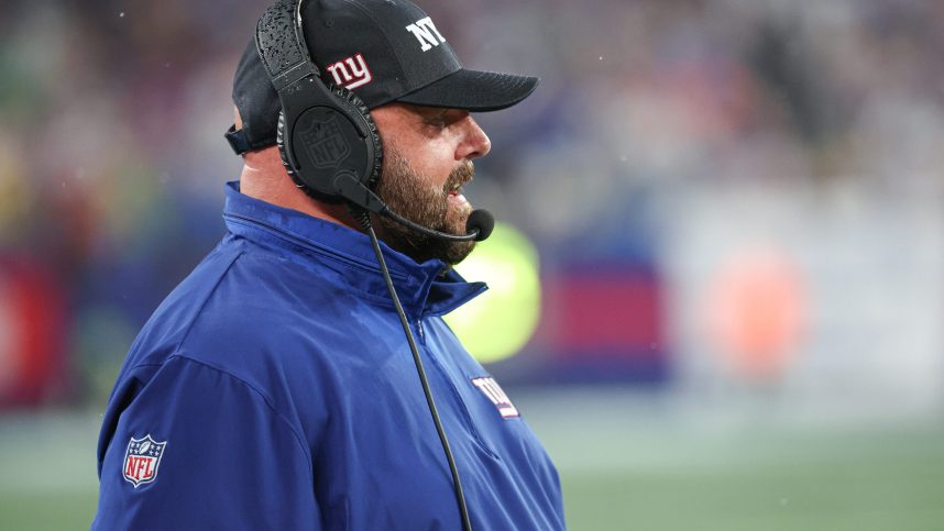 New York Giants East Rutherford, New Jersey, USA; head coach Brian Daboll looks on during the first half against the Dallas Cowboys at MetLife Stadium