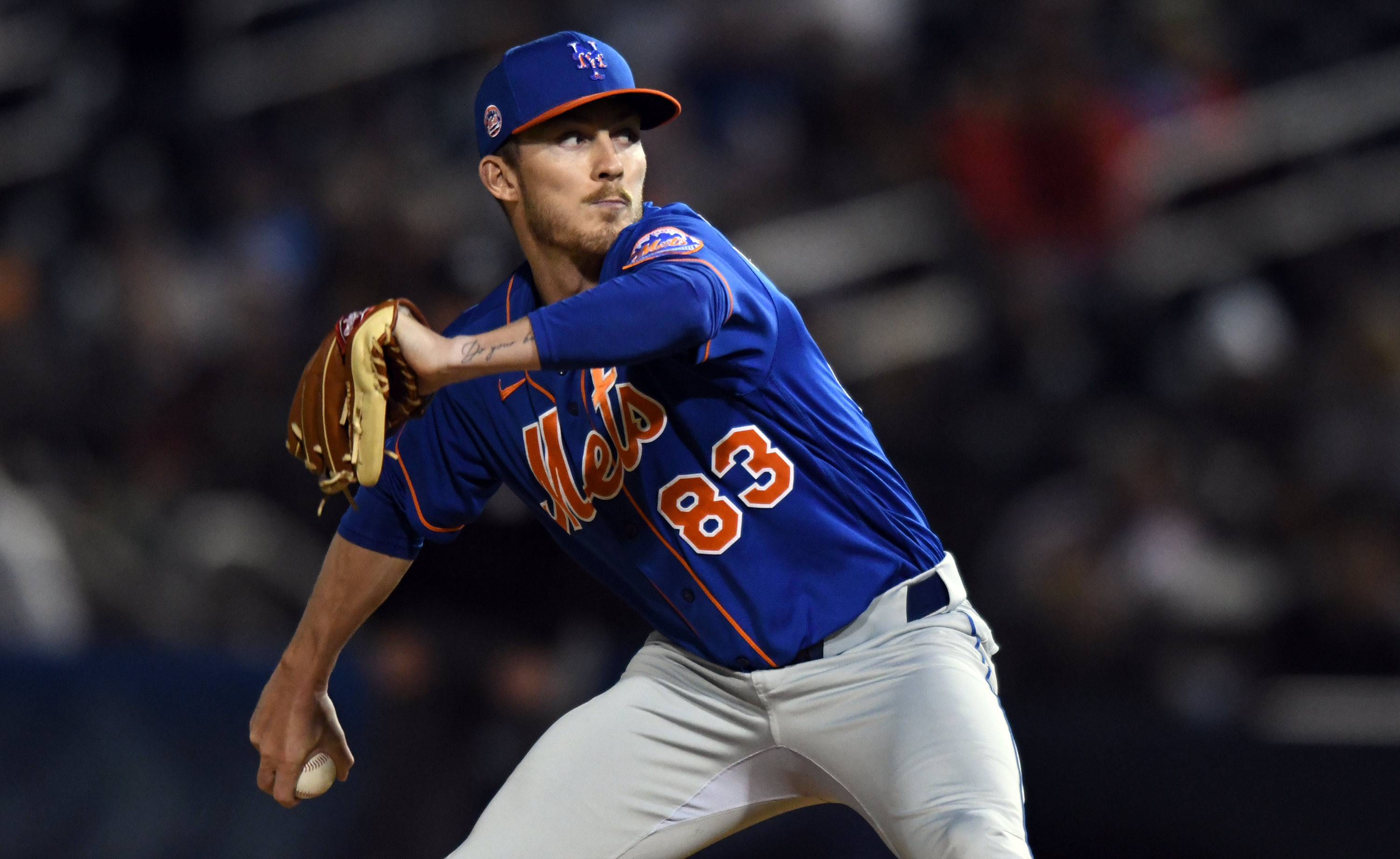 New York Mets pitcher Ryley Gilliam pitches against the Houston Astros in the fourth inning at FITTEAM Ballpark of the Palm Beaches