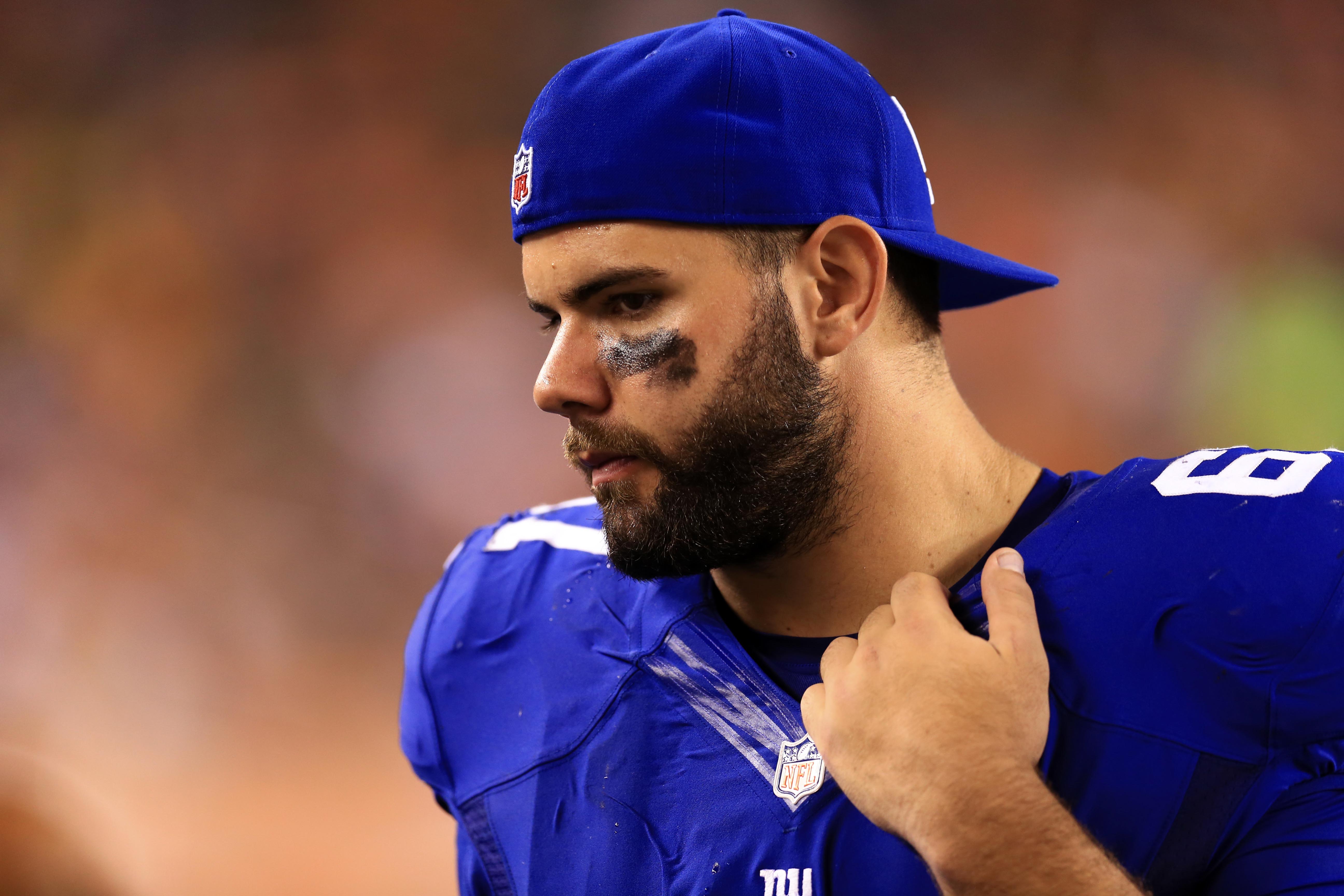 New York Giants tackle Justin Pugh (67) in a preseason NFL football game against the Cincinnati Bengals at Paul Brown Stadium