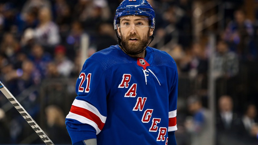 New York Rangers center Barclay Goodrow (21) during the third period against the New Jersey Devils in game six of the first round of the 2023 Stanley Cup Playoffs at Madison Square Garden