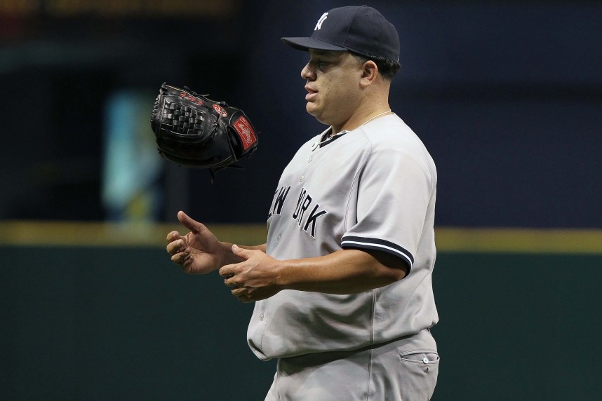 New York Yankees starting pitcher Bartolo Colon (40) during the game against the Tampa Bay Rays at Tropicana Field