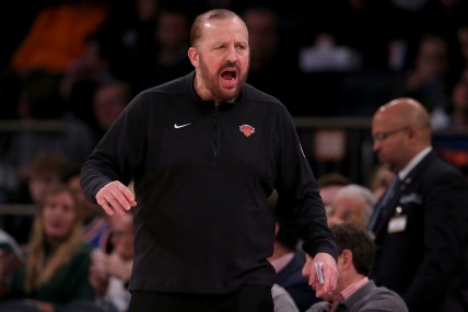 New York Knicks head coach Tom Thibodeau coaches against the Cleveland Cavaliers during the third quarter at Madison Square Garden