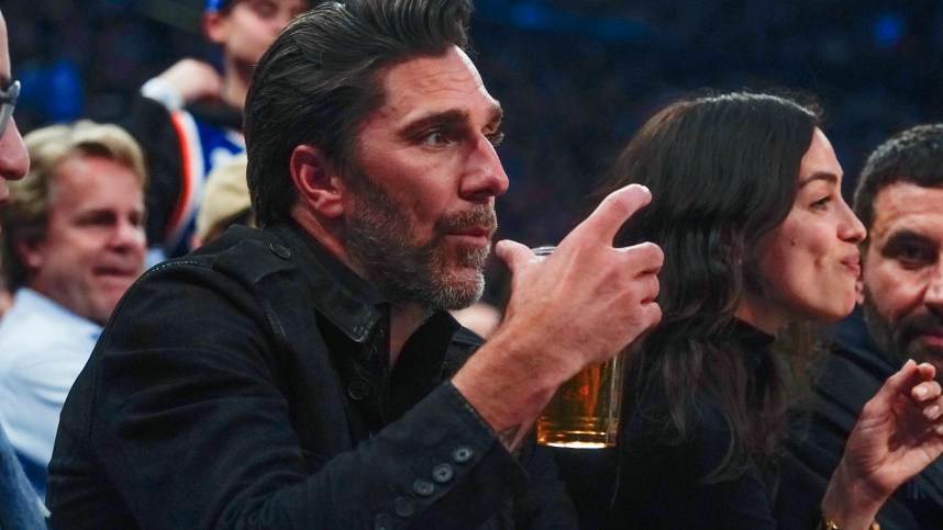 Former New York Rangers goalie Henrik Lundqvist watches the game during the first half between the Los Angeles Clippers and New York Knicks at Madison Square Garden