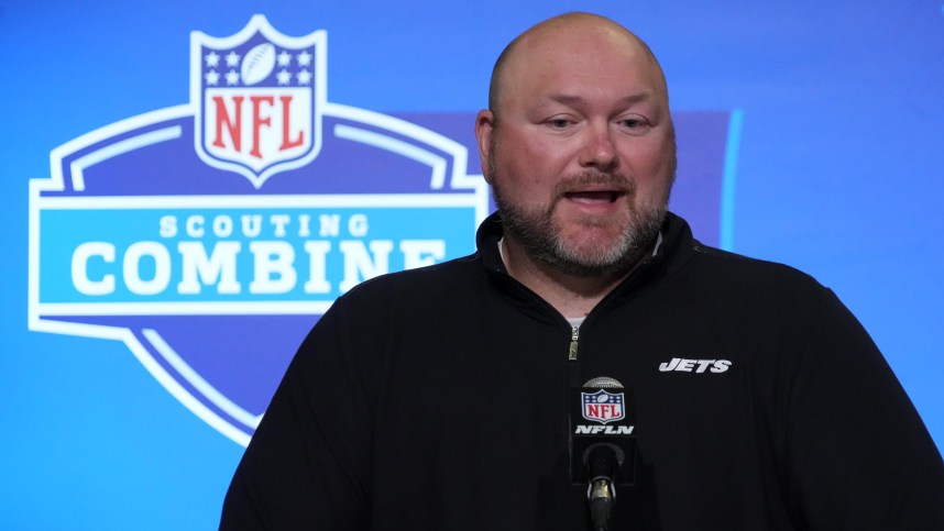 New York Jets general manager Joe Douglas during the NFL combine at the Indiana Convention Center