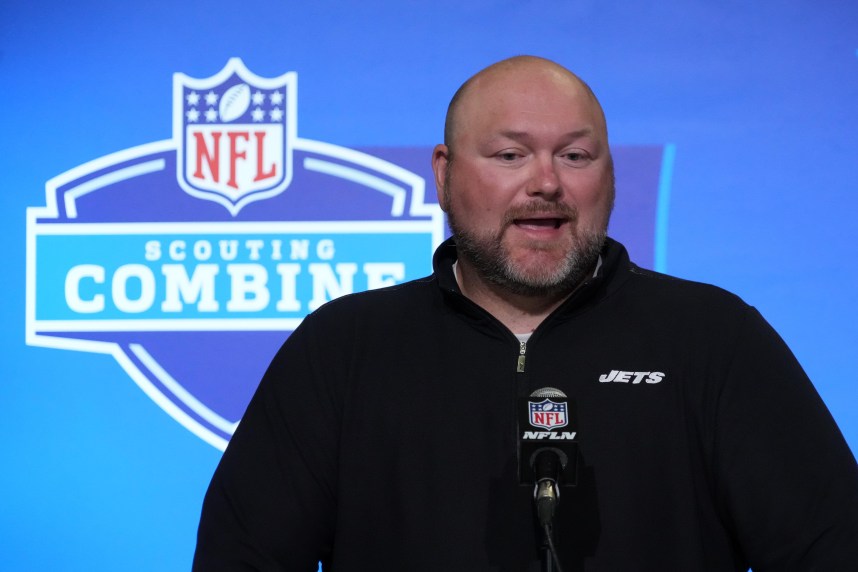 New York Jets general manager Joe Douglas during the NFL combine at the Indiana Convention Center