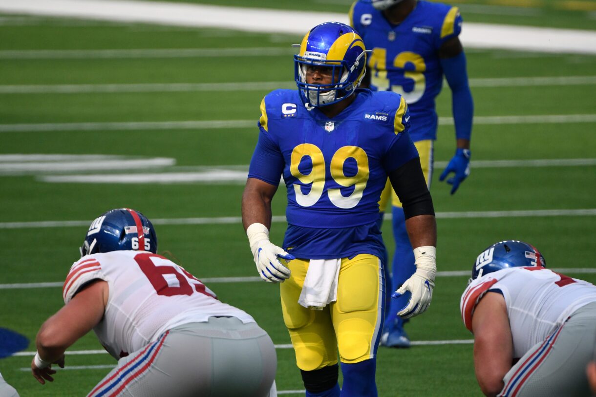 Los Angeles Rams defensive end Aaron Donald (99) during the second half against the New York Giants at SoFi Stadium