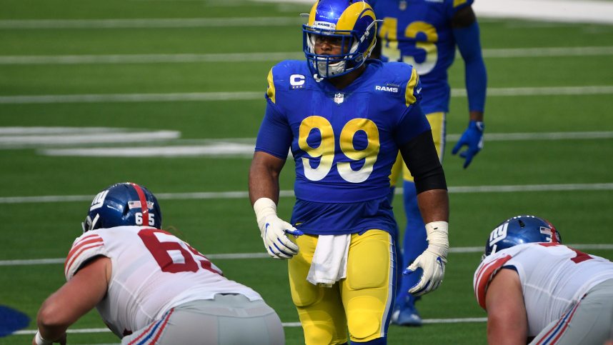 Los Angeles Rams defensive end Aaron Donald (99) during the second half against the New York Giants at SoFi Stadium