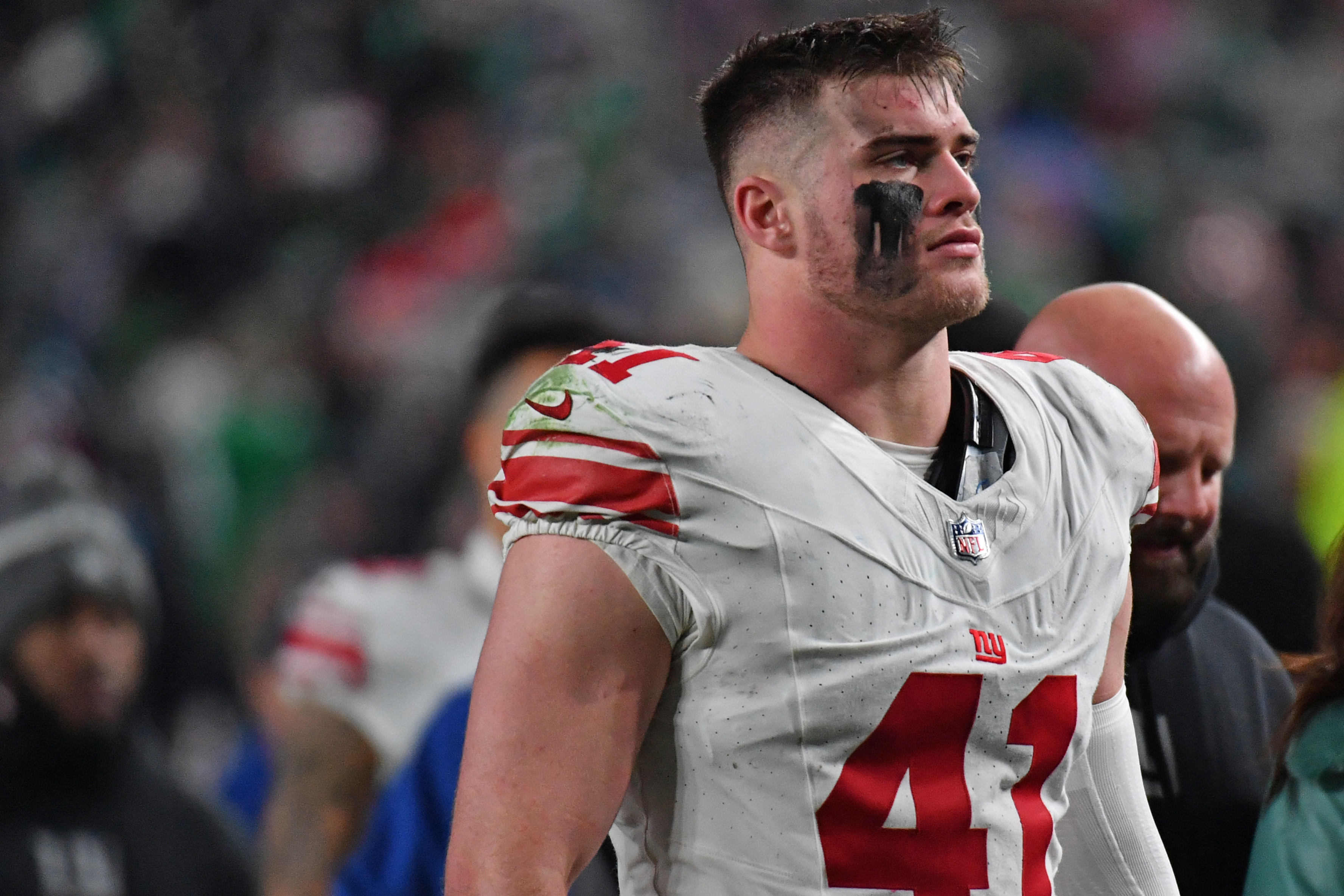 New York Giants linebacker Micah McFadden (41) against the Philadelphia Eagles at Lincoln Financial Field