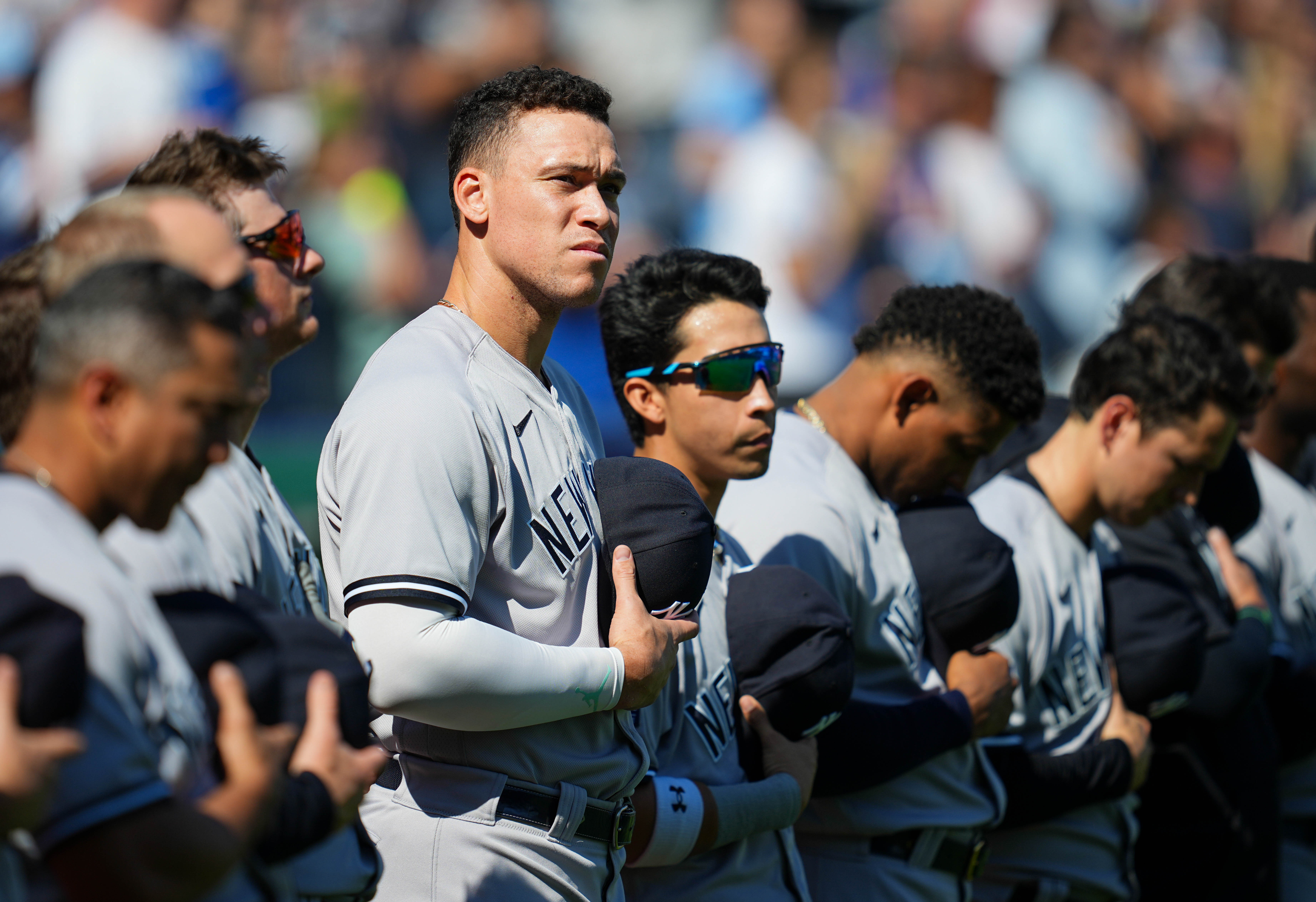 mlb: new york yankees at kansas city royals, aaron judge