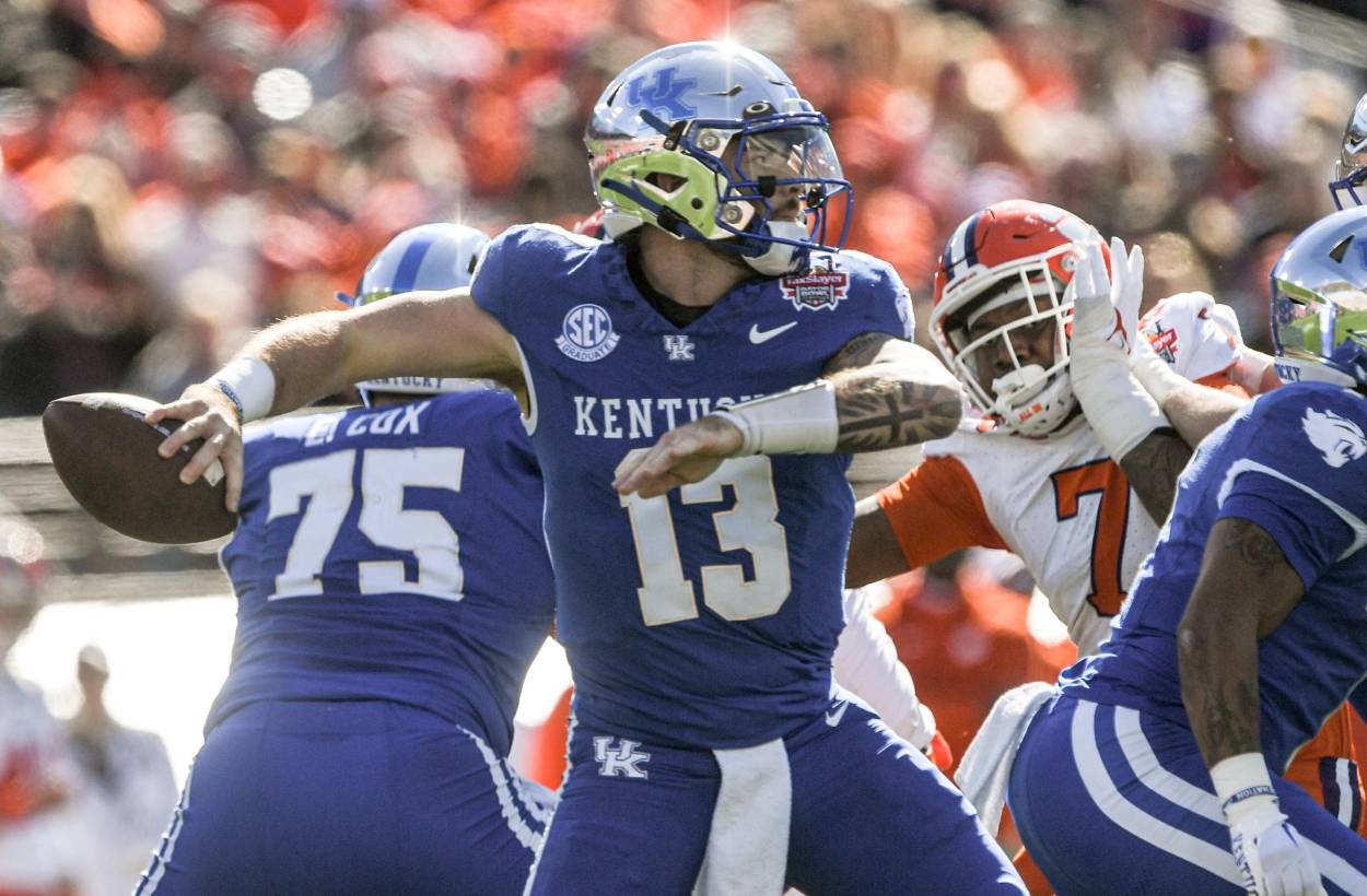 Kentucky quarterback Devin Leary (13) (New York Giants draft prospect)