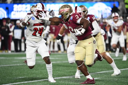 ncaa football: acc football championship-louisville at florida state, trey benson, new york giants