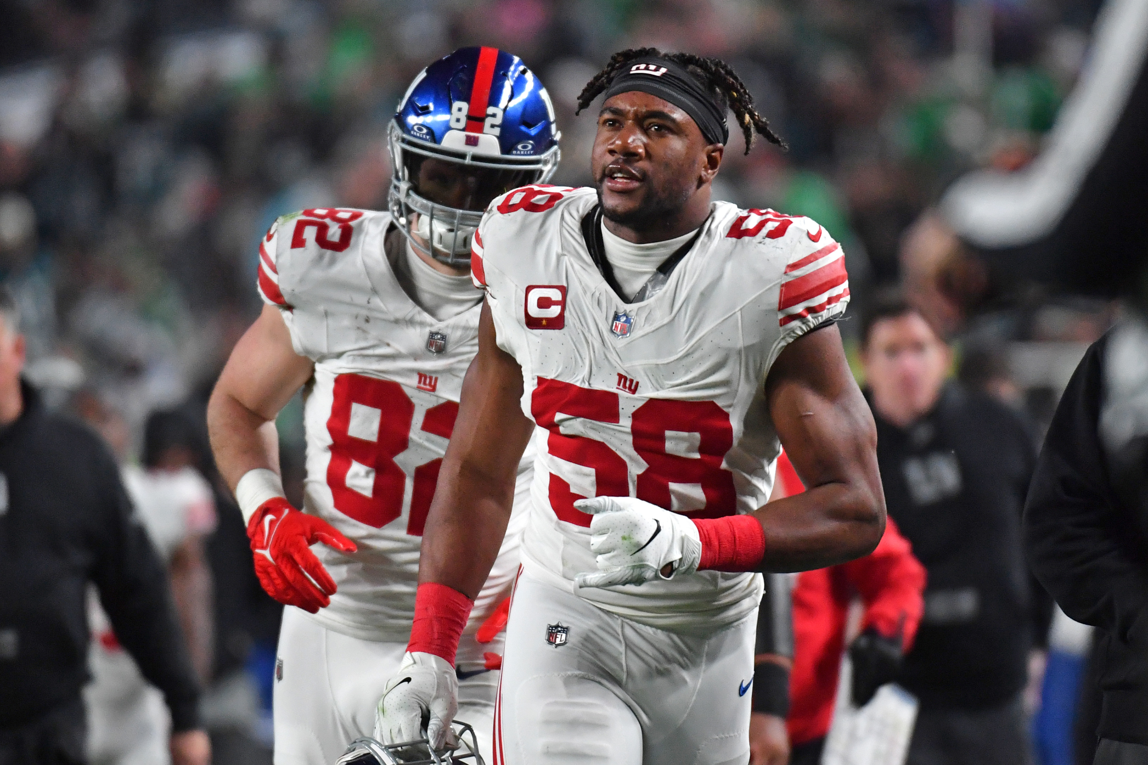 New York Giants linebacker Bobby Okereke (58) against the Philadelphia Eagles at Lincoln Financial Field