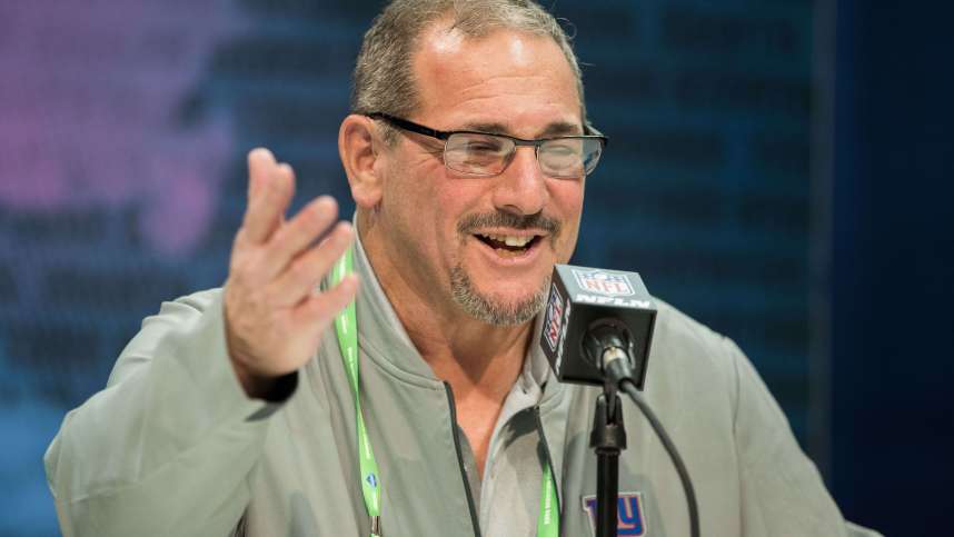 Feb 25, 2020; Indianapolis, Indiana, USA; New York Giants general manager Dave Gettleman speaks to the media during the 2020 NFL Combine in the Indianapolis Convention Center. Mandatory Credit: Trevor Ruszkowski-USA TODAY Sports