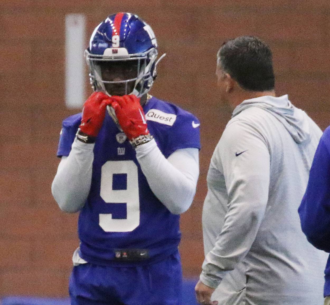 East Rutherford , NJ — May 10, 2024 -- The number one draft pick for the Giants is wide receiver Malik Nabers as the NY Giants hold their Rookie Camp and introduce their new draft picks.