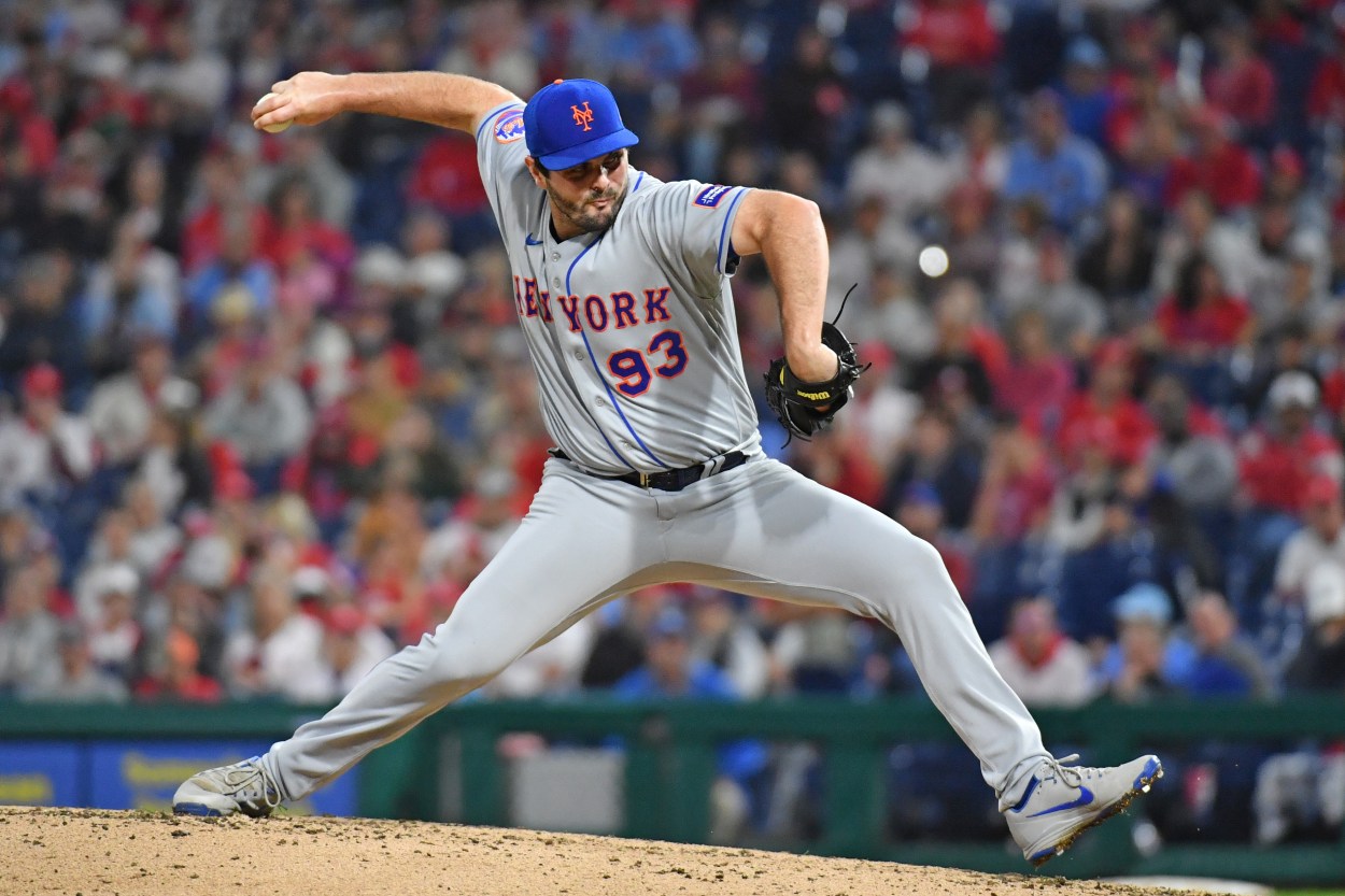 Sep 24, 2023; Philadelphia, Pennsylvania, USA; New York Mets relief pitcher Grant Hartwig (93) throws a pitch during the fifth inning at Citizens Bank Park. Mandatory Credit: Eric Hartline-USA TODAY Sports