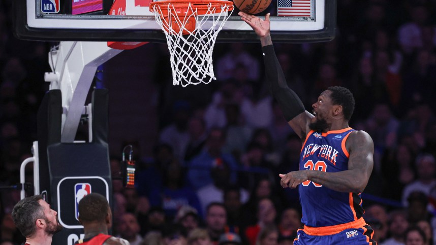 Jan 27, 2024; New York, New York, USA; New York Knicks forward Julius Randle (30) lays the ball up during the first half against the Miami Heat cat Madison Square Garden. Mandatory Credit: Vincent Carchietta-USA TODAY Sports