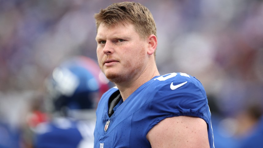 Dec 31, 2023; East Rutherford, New Jersey, USA; New York Giants center John Michael Schmitz Jr. (61) at MetLife Stadium. Mandatory Credit: Vincent Carchietta-USA TODAY Sports