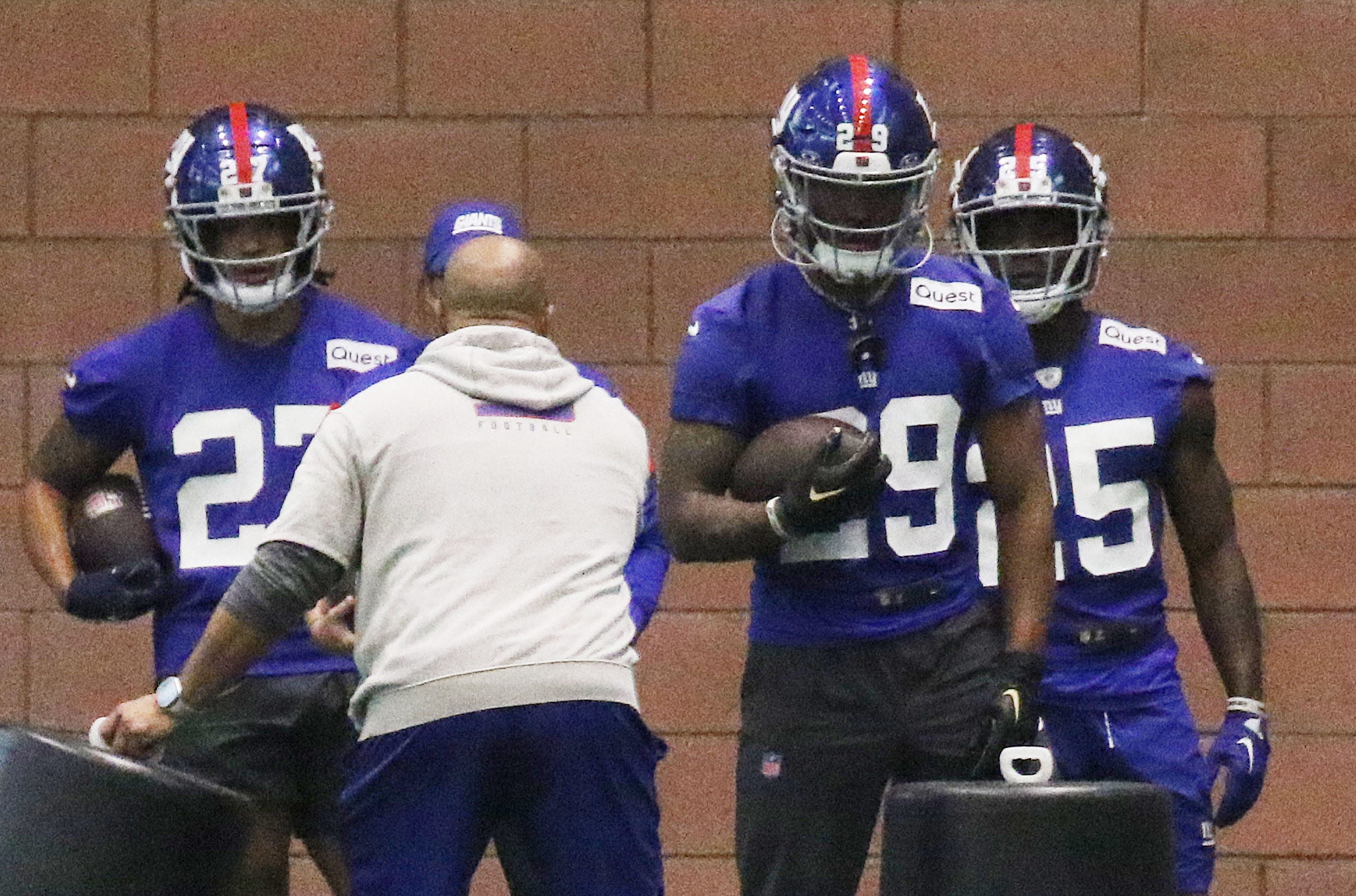 East Rutherford , NJ — May 10, 2024 -- Running back fifth round draft pick, Tyrone Tracy Jr. as the NY Giants hold their Rookie Camp and introduce their new draft picks.