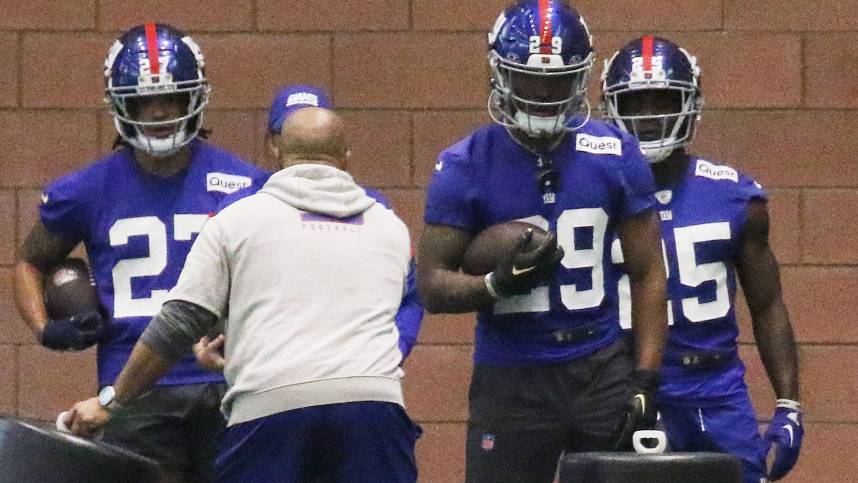 East Rutherford , NJ — May 10, 2024 -- Running back fifth round draft pick, Tyrone Tracy Jr. as the NY Giants hold their Rookie Camp and introduce their new draft picks.