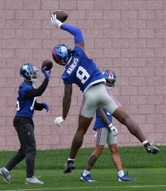 East Rutherford, NJ -- June 11, 2024 -- Wide receiver, Malik Nabers at the NY Giants Mandatory Minicamp at their practice facility in East Rutherford, NJ.