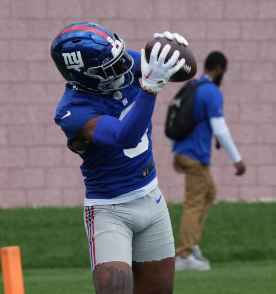 East Rutherford, NJ -- June 11, 2024 -- Wide receiver, Malik Nabers at the NY Giants Mandatory Minicamp at their practice facility in East Rutherford, NJ.