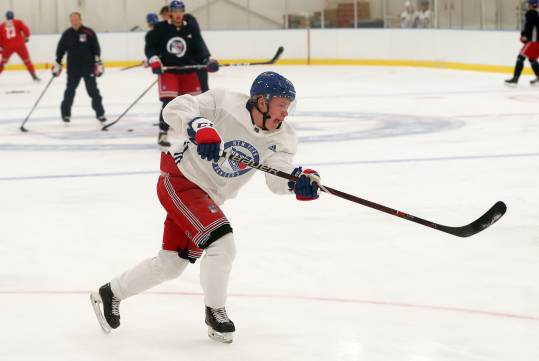 Rangers prospect Karl Henriksson and other Rangers prospects practice at the Rangers training facility in Greenburgh Sept. 5, 2019.  Rangers Prospects Practice