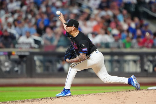 Jul 25, 2024; New York City, New York, USA; New York Mets pitcher Jose Butto (70) delivers a pitch against the Atlanta Braves during the sixth inning at Citi Field. Mandatory Credit: Gregory Fisher-USA TODAY Sports