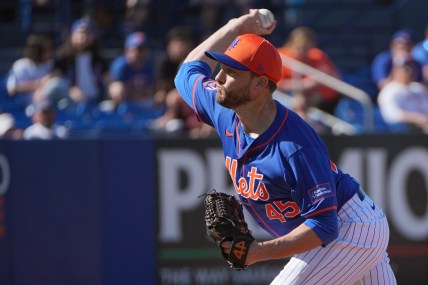 Feb 25, 2024; Port St. Lucie, Florida, USA;  New York Mets pitcher Cole Sulser pitches against the Houston Astros in the fifth inning at Clover Park. Mandatory Credit: Jim Rassol-USA TODAY Sports