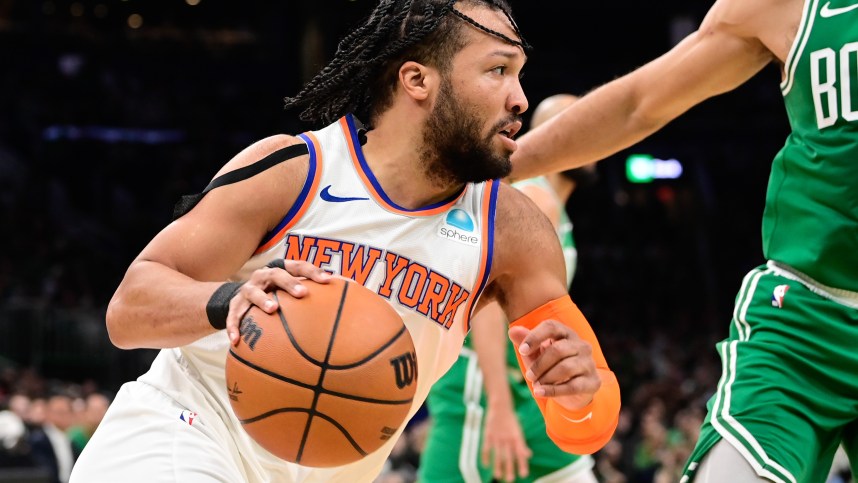 Dec 8, 2023; Boston, Massachusetts, USA;  New York Knicks guard Jalen Brunson (11) drives to the basket during the first half against the Boston Celtics at TD Garden. Mandatory Credit: Eric Canha-USA TODAY Sports