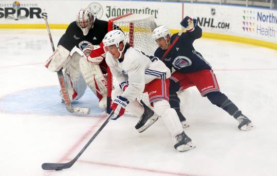 Brett Berard takes part in the Rangers Prospect Development Camp at the Rangers Training facility in Tarrytown July 12, 2022.