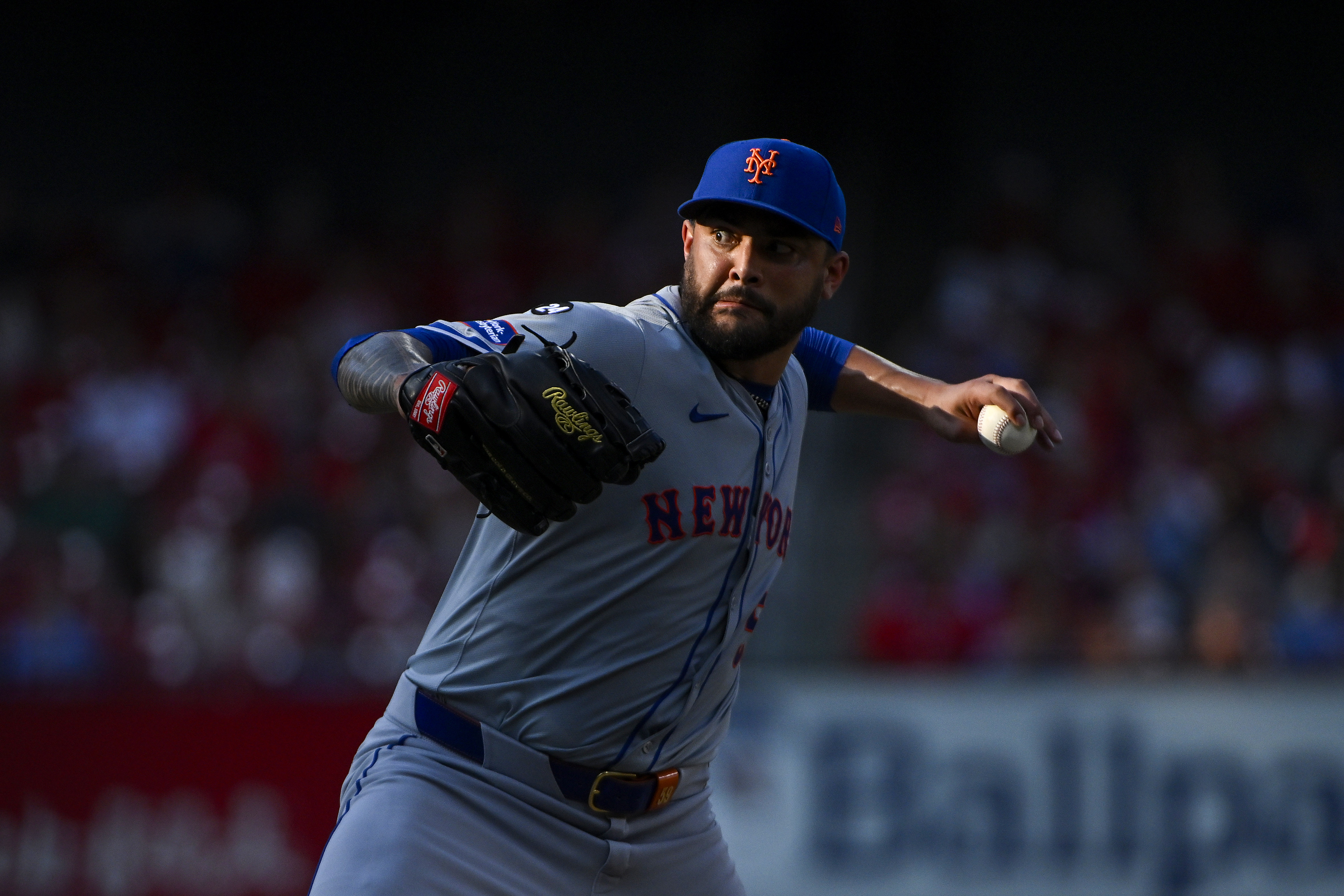 Aug 5, 2024; St. Louis, Missouri, USA;  New York Mets starting pitcher Sean Manaea (59) pitches against the St. Louis Cardinals during the sixth inning at Busch Stadium. Mandatory Credit: Jeff Curry-USA TODAY Sports