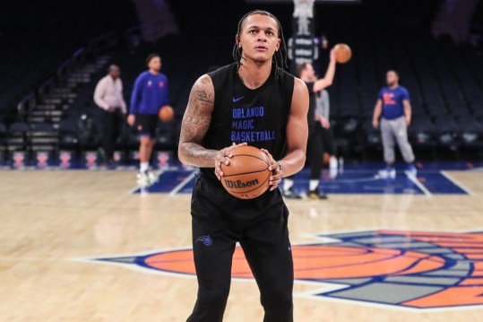 Mar 8, 2024; New York, New York, USA;  Orlando Magic forward Paolo Banchero (5) warms up prior to the game against the New York Knicks at Madison Square Garden. Mandatory Credit: Wendell Cruz-USA TODAY Sports