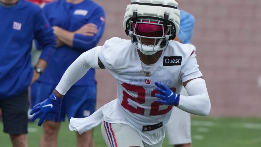 East Rutherford, NJ -- July 24, 2024 -- Cornerback, Dru Phillips during the first day of training camp for the 2024 New York Giants.