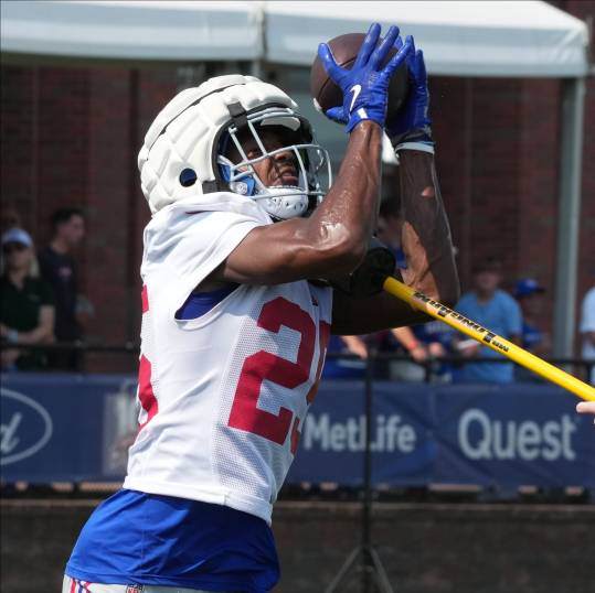 East Rutherford, NJ -- August 1, 2024 -- Cornerback, Alex Johnson practicing today at training camp for the New York Giants.