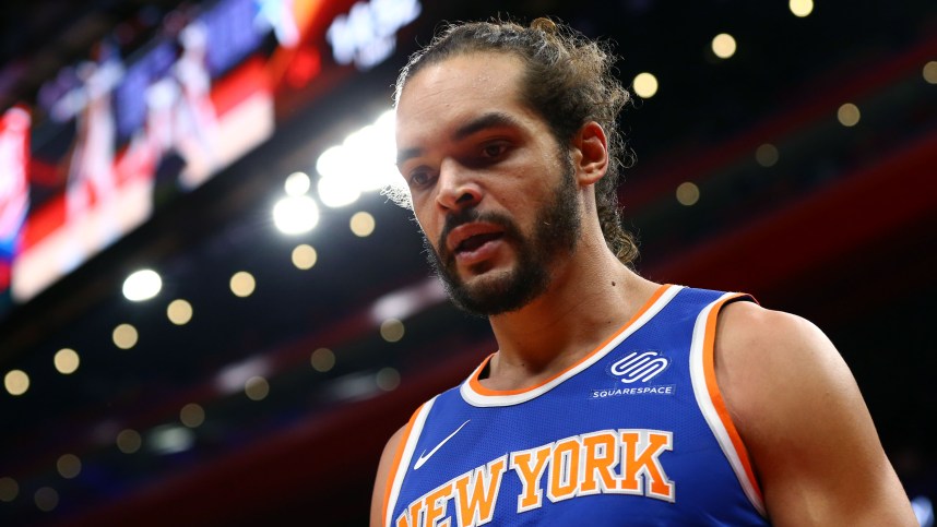 Dec 22, 2017; Detroit, MI, USA; New York Knicks center Joakim Noah (13) against the Detroit Pistons at Little Caesars Arena. Mandatory Credit: Aaron Doster-Imagn Images