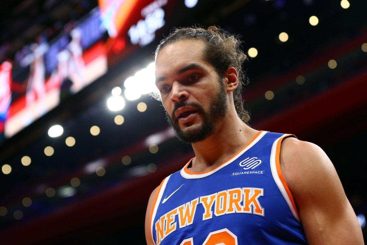 Dec 22, 2017; Detroit, MI, USA; New York Knicks center Joakim Noah (13) against the Detroit Pistons at Little Caesars Arena. Mandatory Credit: Aaron Doster-Imagn Images