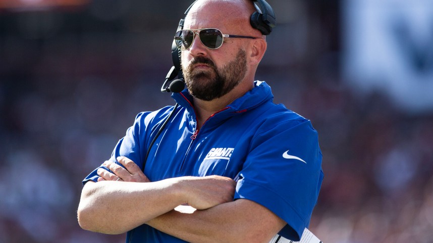 Sep 15, 2024; Landover, Maryland, USA; New York Giants head coach Brian Daboll stands on the sideline in the second half against the Washington Commanders at Commanders Field. Mandatory Credit: Luke Johnson-Imagn Images