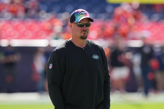 Oct 8, 2023; Denver, Colorado, USA; New York Jets offensive coordinator Nathaniel Hackett before the game against the Denver Broncos at Empower Field at Mile High. Mandatory Credit: Ron Chenoy-Imagn Images