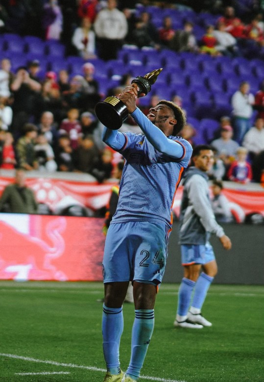 Tayvon Gray scored his first goal with New York City FC. He also recorded an assist | Credit: Melinda Morales 
