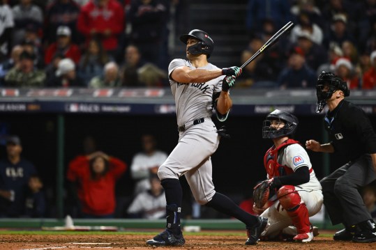 MLB: ALCS-New York Yankees at Cleveland Guardians, giancarlo stanton