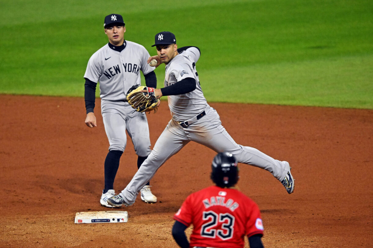 MLB: ALCS-New York Yankees at Cleveland Guardians, gleyber torres