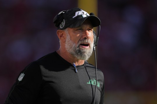 Sep 9, 2024; Santa Clara, California, USA; New York Jets defensive coordinator Jeff Ulbrich before the game against the San Francisco 49ers at Levi's Stadium. Mandatory Credit: Darren Yamashita-Imagn Images